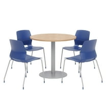 Olio Designs Round 36in Lola Dining Set - Maple Table - Navy Chairs