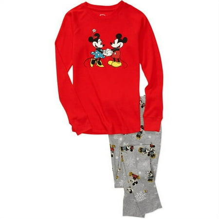 Disney - Women's Mickey and Minnie Christmas Thermal Tee and Pants Sleep Set