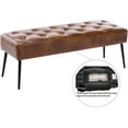 thumbnail image 6 of Wubio Button-Tufted Ottoman Bench, Upholstered Bedroom Benches Leather Footrest Stool Accent Bench for Entryway Dining Room Living Room Bedroom End of Bed, Yellowish Brown, 6 of 9