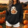thumbnail image 2 of asdoklhq Halloween Pumpkin Sweaters Graphic Tshirts Shirts Winter Ladies' Graphiced Long Sleeve Hooded Sweatshirt Black S, 2 of 5