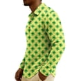 thumbnail image 5 of Men's St. Patrick's Day Shamrock Henley Long Sleeve Pullover Casual Top Shirt, 5 of 6