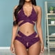 thumbnail image 4 of Gibobby Lencería sexy para mujer Lencería de Encaje para Mujer, con Cierre Frontal, Cuello en V, camisón Sexy(Morado, M), 4 of 5