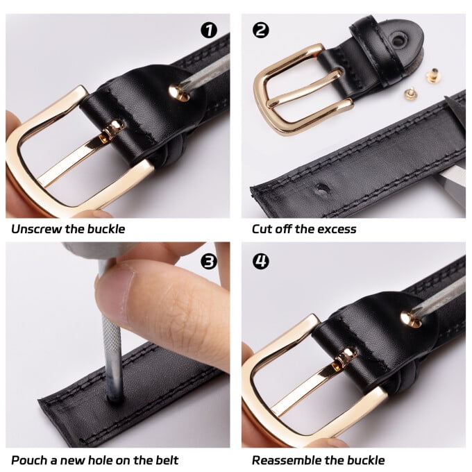 7598 Belts For Women Women\'s Silver Gold Buckle Leather Black ALAIX Women main image 4