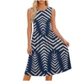 thumbnail image 7 of VBVC Women's Floral Print Sleeveless Fit and Flare Midi Dress , Ladies' Crew Neck Casual Summer Dress , Beach Vacation Flowy Sundress For Women,Blue,S-2XL, 7 of 7