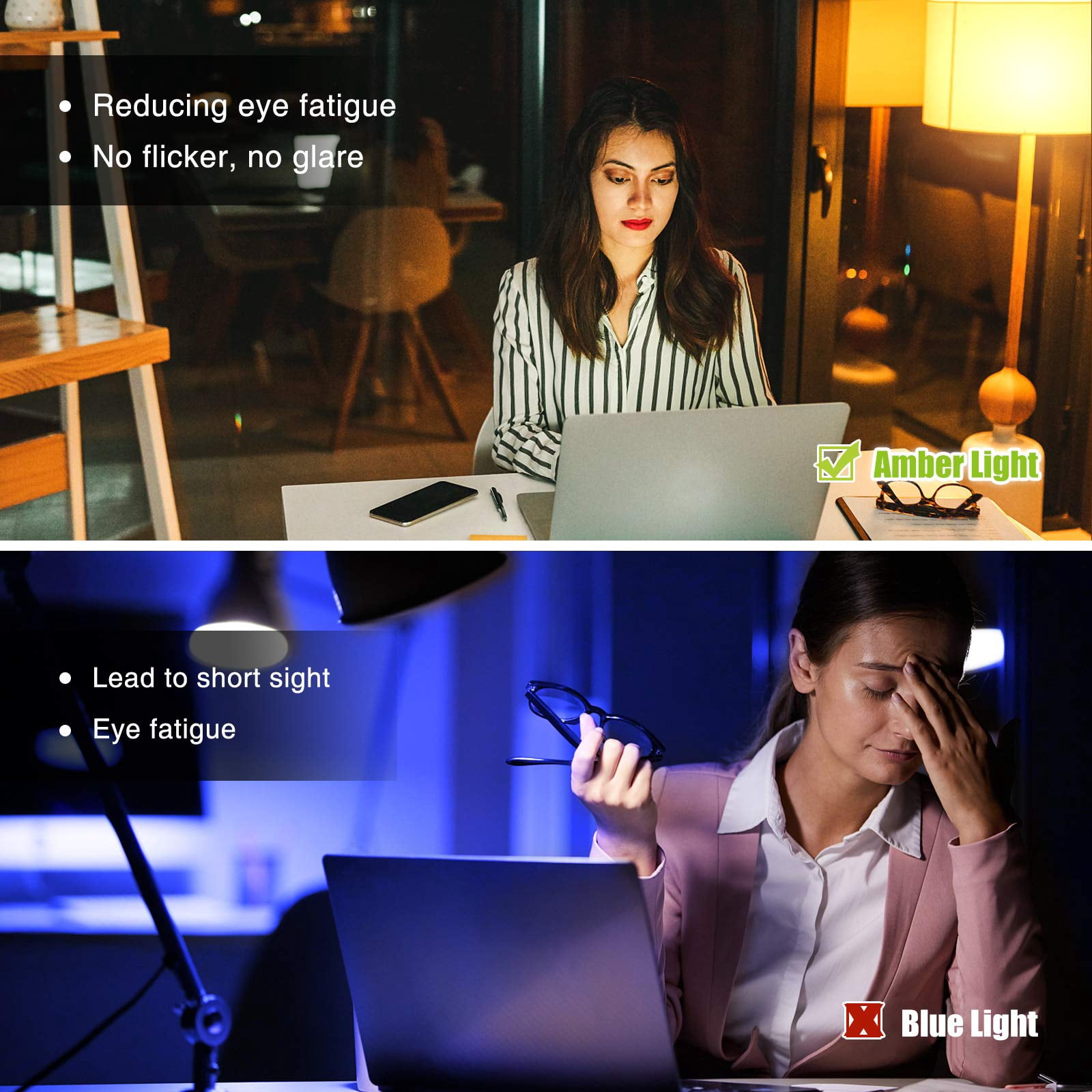 Neporal 7W Sleep Light Bulbs, 1800K Blue Light E26/27 Blocking Night Light Bulbs, Amber Light Bulbs- 3 Pcs