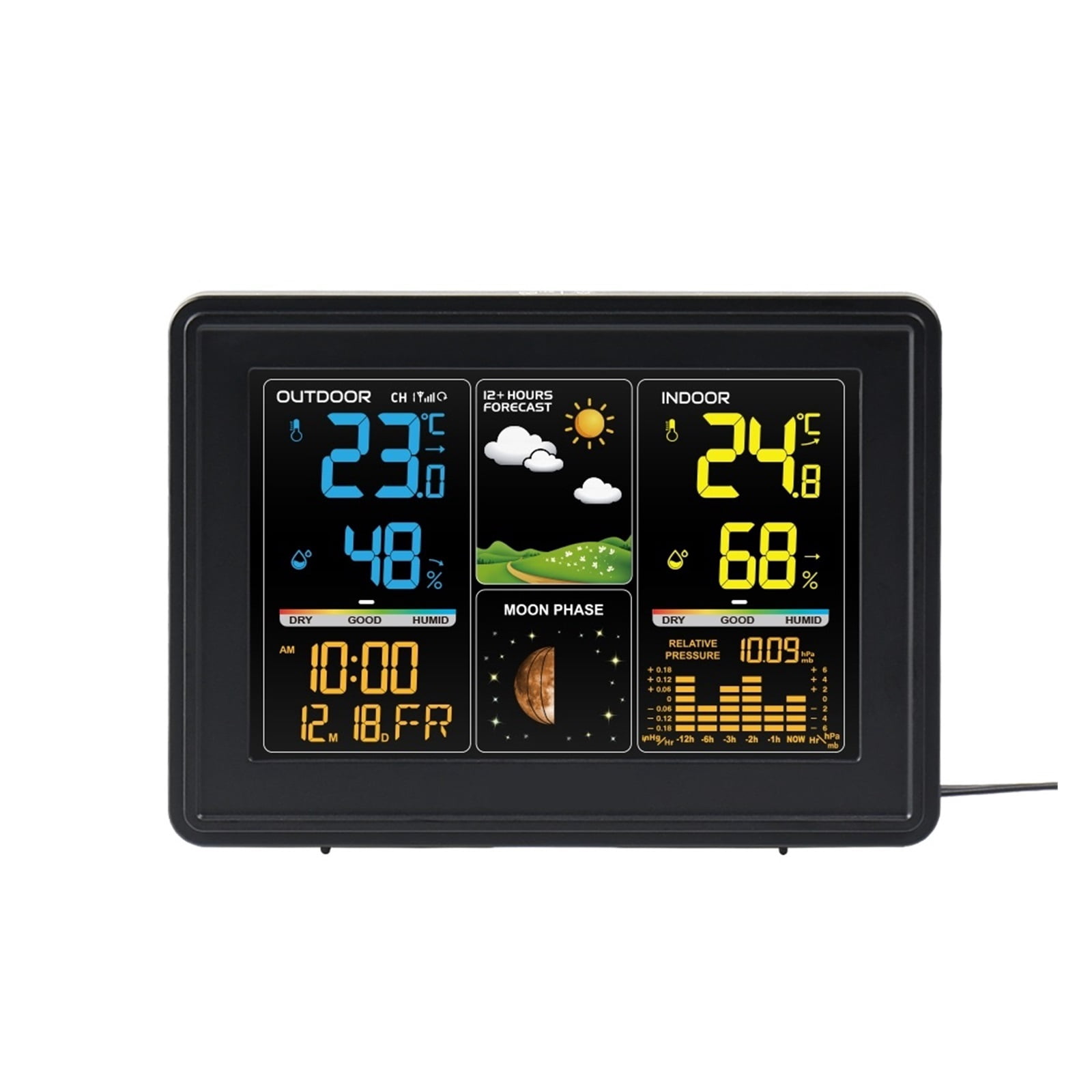 Wireless Weather Station with Atomic Clock, Barometer & Moon Phase Monitor