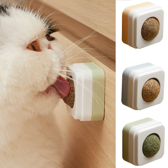 Travelwant 3Packs Catnip Toys Balls, Edible Kitten Silvervine Toys for Cats Lick, Safe Healthy Kitty Chew Toys, Teeth Cleaning Dental Cat Toy, Cat Wall Treats