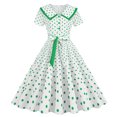thumbnail image 2 of Robes d'Été pour Femmes 2023 Robes pour Femmes Liquidation Mode Robe d'Été Col en V Robe Poupée à Pois Manches Courtes Plissée, 2 of 6