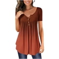 thumbnail image 1 of CHOK Dressy Blouse Extra Large Button Down Loose Fit Shirts Tunic Gradient Spring Tops Plus Size Short Sleeve to wear with leggings Womens Tshirts Longer Length Black L, 1 of 5