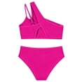 thumbnail image 6 of Tween Girls One Shoulder Color Block Two Piece Bikini Swimsuit with Chest Pad for Beach Swimming Summer 9-10 Years, 6 of 6