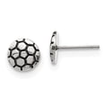 thumbnail image 2 of Stainless Steel Antiqued and Polished Soccer Ball Post Earrings, 2 of 7