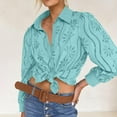 thumbnail image 4 of XFLWAM Women's Eyelet Hollow Out Lace Tops Puff Long Sleeve Button Down Shirts Spring Summer Dressy Causal Business Work Out Blouse, 4 of 9