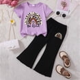 thumbnail image 2 of HCNTES Kids Girls 2 Piece School Outfits Short Sleeve T-Shirt & Flared Pants Spring Summer Clothing Set Size 3T 4T 5T 6T 7T 8T(D01-C,4-5 Years), 2 of 4