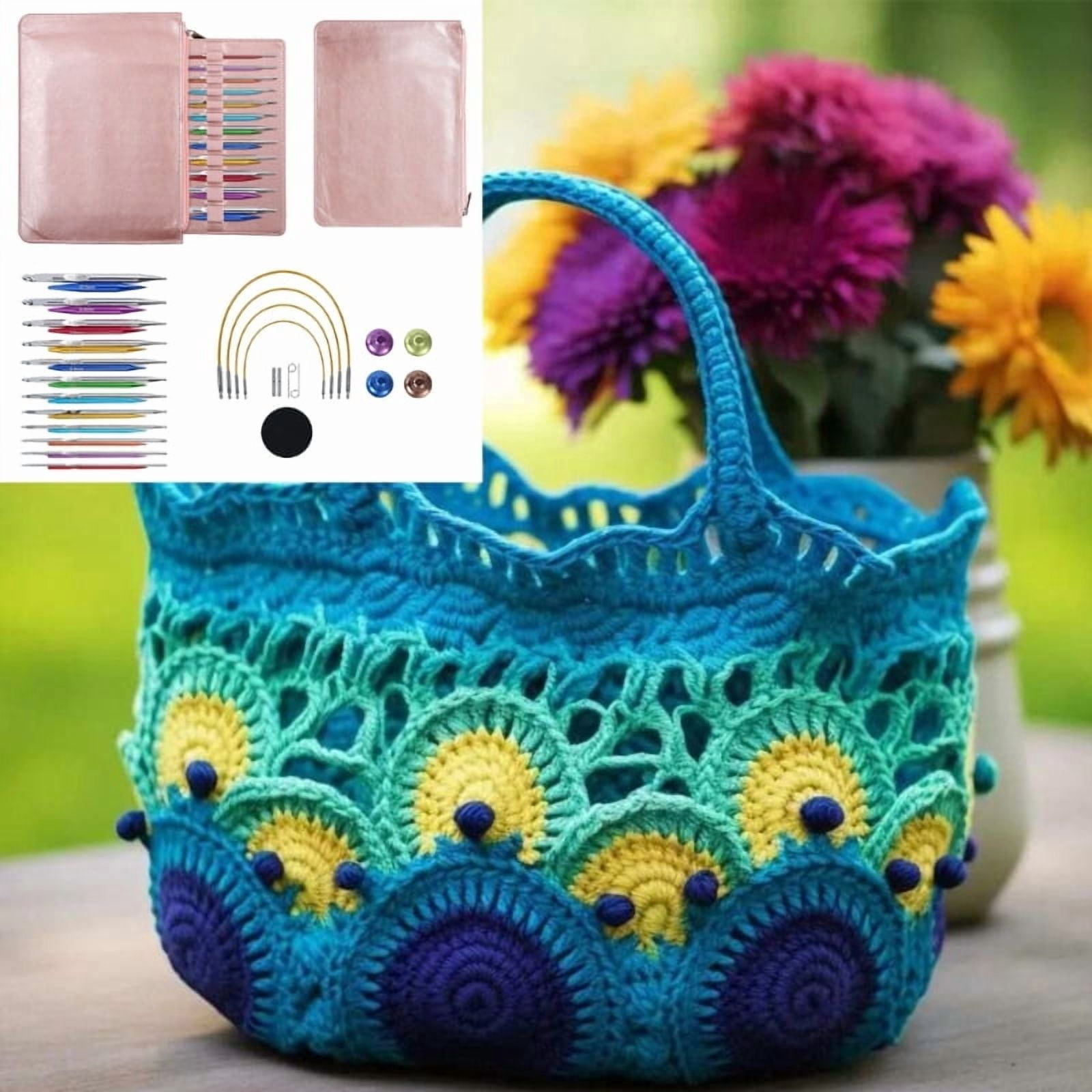 12Pairs Interchangeable Tunisian Crochet Hook Circular Knitting Needle with Bag