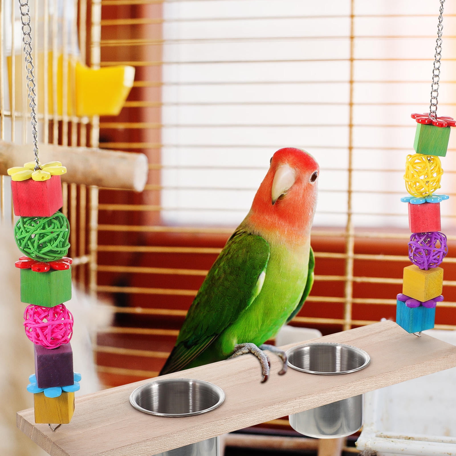 OFFIGAM Multicolor Wooden Parrot Swing Durable and Bite-Resistant for Birds
