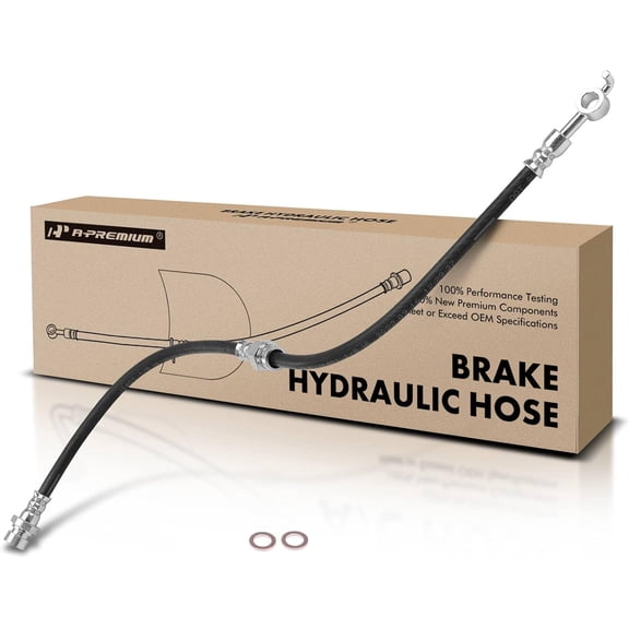 A-Premium Rear Driver or Passenger Brake Hydraulic Hose Compatible with Select Kia Models - Sephia 1997-2001, Spectra 2000-2004, Rear Disc, with 4-Wheel ABS - Replace# 0K2A243810C