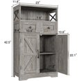 thumbnail image 3 of Distressed Farmhouse Storage Cabinet with Doors and Shelves, Freestanding Kitchen Pantry Storage Cabinet, Floor Cabinet Hutch Cupboard for Kitchen/Living Room/Home Office, Washed Grey, 3 of 16