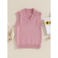 thumbnail image 3 of Kids Sweater Vest, 12 18 24M 3 4 5T Sleeveless V-neck Solid Knit Vest Fall Winter Clothes for Girls Boys, 3 of 10