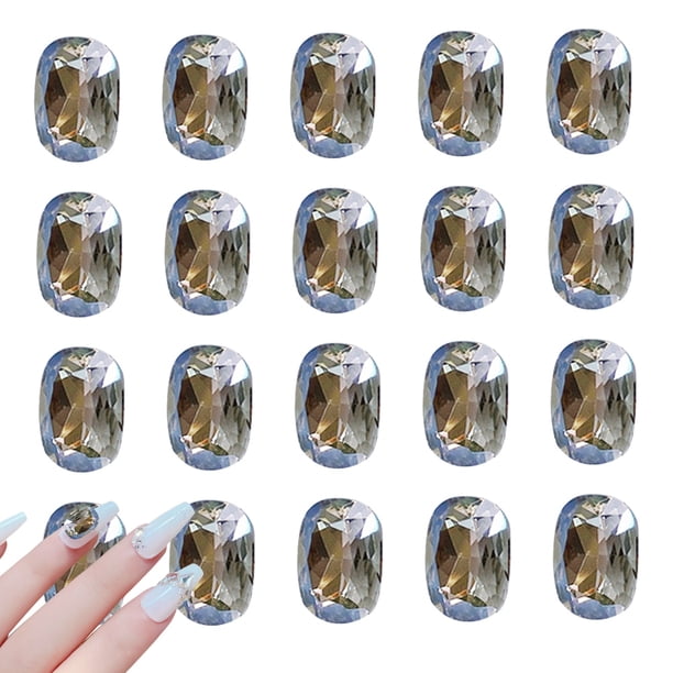 20 piezas de diamantes de imitación para decoración de uñas, cristales de gemas con parte posterior plana 3D para diseño de uñas, joyas de diamantes de uñas de múltiples formas o manualidades de