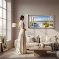 thumbnail image 5 of Ocean Beach Window Canvas Wall Art - Summer Coastal Seascape Picture Landscape Canvas Prints, Horizontal Tropical Sea Paintings Artwork for Home Decor, 5 of 7