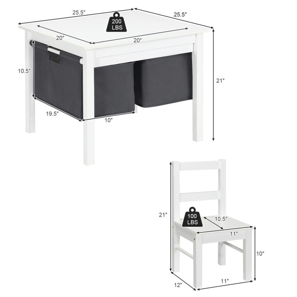 Spaco 2-in-1 Kids Activity Table and 2 Chairs Set with Storage Building Block Table-White, Toddler Table and Chair Set for Arts & Crafts, Snack Time, Homeschooling, Homework