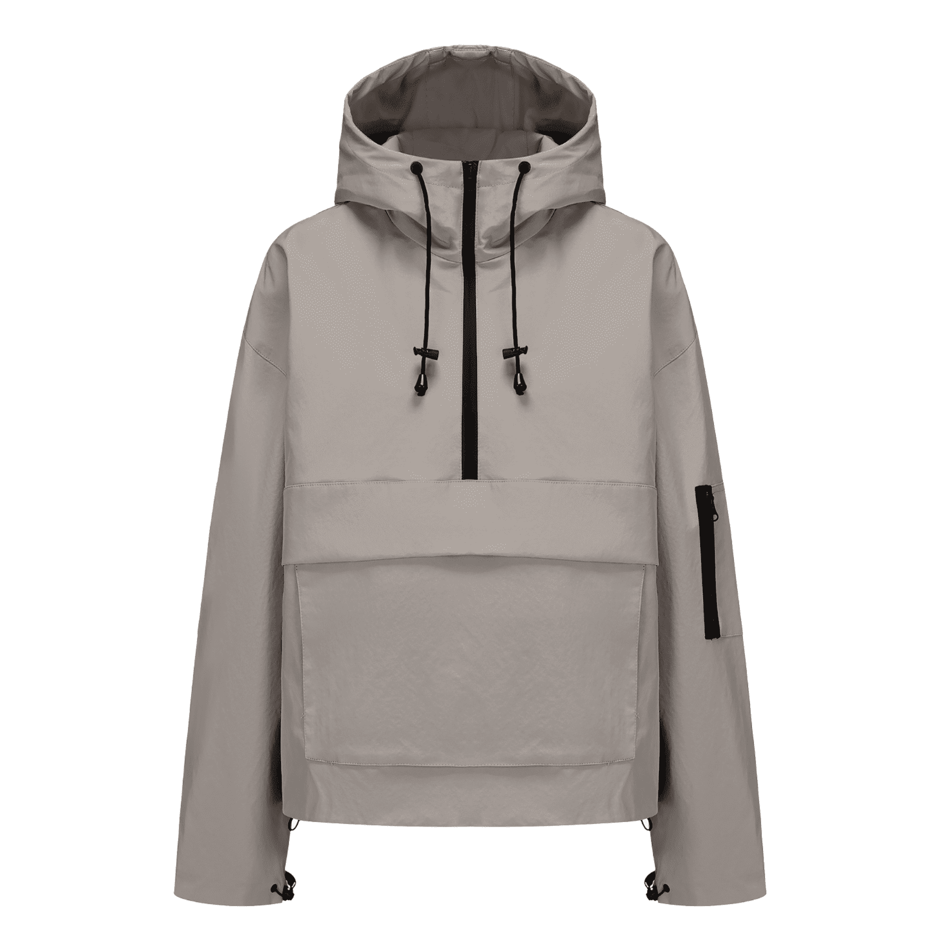 PUFFIT Waterproof Jacket Oversized Hoodie Coat Half Zip Rain Jacket with Adjustable Waist, Hood & Cuffs, Pullover Jacket Outerwear with Large Kangaroo Pocket for All Seasons Daily Wear