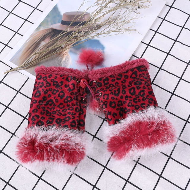 Guantes de medio dedo de piel de conejo, moda para mujer, otoño e invierno, guantes de medio dedo para estudiantes, para escribir en la computadora