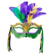Mardi Gras Green and Gold Tassel Mask, for Adults, by Way To Celebrate