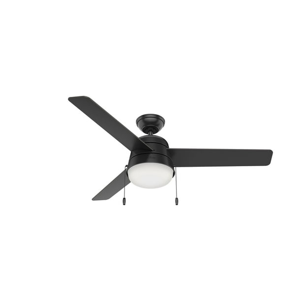 Hunter 52 Aker Outdoor Matte Black Ceiling Fan With Led Light And Pull Chain Com Hunter 52 Aker Outdoor Matte Black, Matte Black Outdoor Ceiling Fan With Light