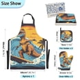thumbnail image 3 of Surfer Dinosaur and Sun 5 Pcs Kitchen Set Heat Resistant Oven Mitts and Non-Slip Pot Holders with Adjustable Cooking Apron, 3 of 6