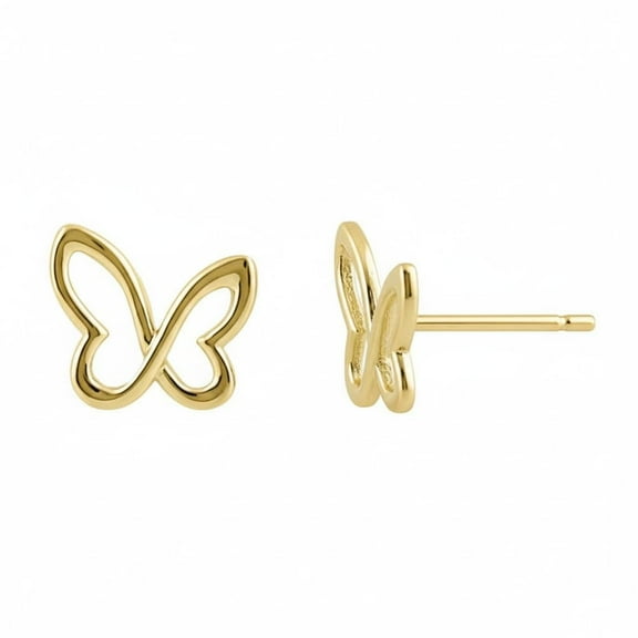 Vinali 14K Solid Gold Tiny Butterfly Stud Earrings - 0.23in