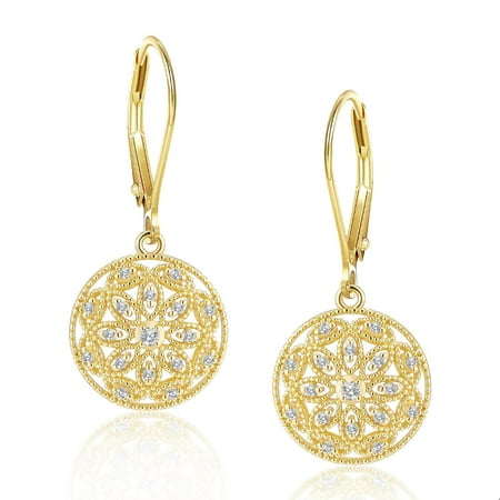 925 Sterling Silver Teardrop Dangle Earrings for Women Cubic Zirconia Leverback Filigree Drop Dangle Earrings Jewelry Hypoallergenic Silver Teardrop Filigree Earring for Gifts[h343]