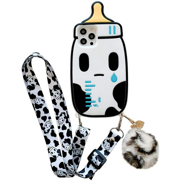 Étui Créative Compatible avec iPhone 11 Pro Max, Étui en Forme de Dessin Animé 3D Unique et Amusante, Pare-Chocs en Silicone Souple, Étui de Protection Antichoc (Bouteille de Vache, iPhone 11 Pro Maxcase)