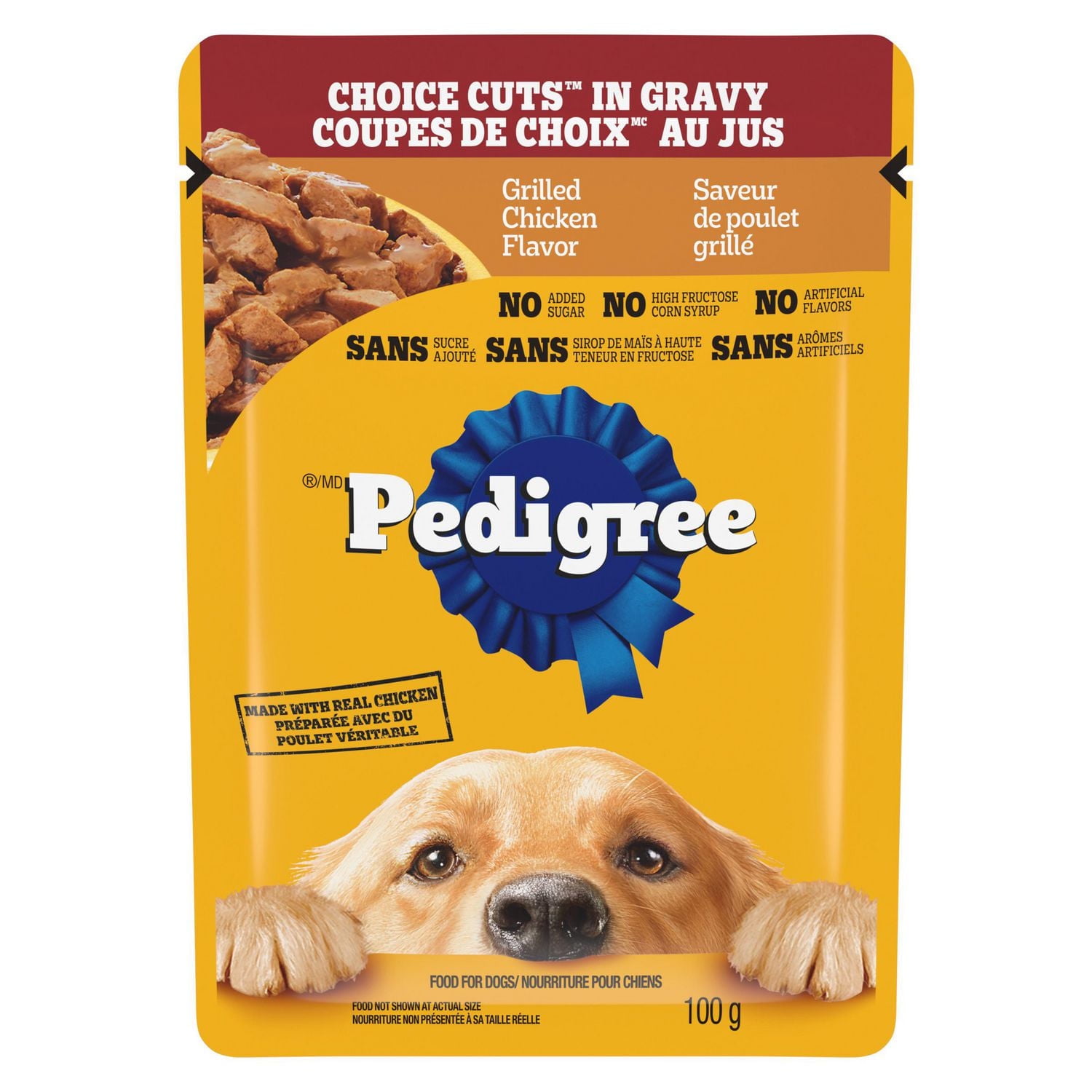 Nourriture humide pour chiens adultes PEDIGREE COUPES DE CHOIX AU JUS saveur de poulet grillé 100 g