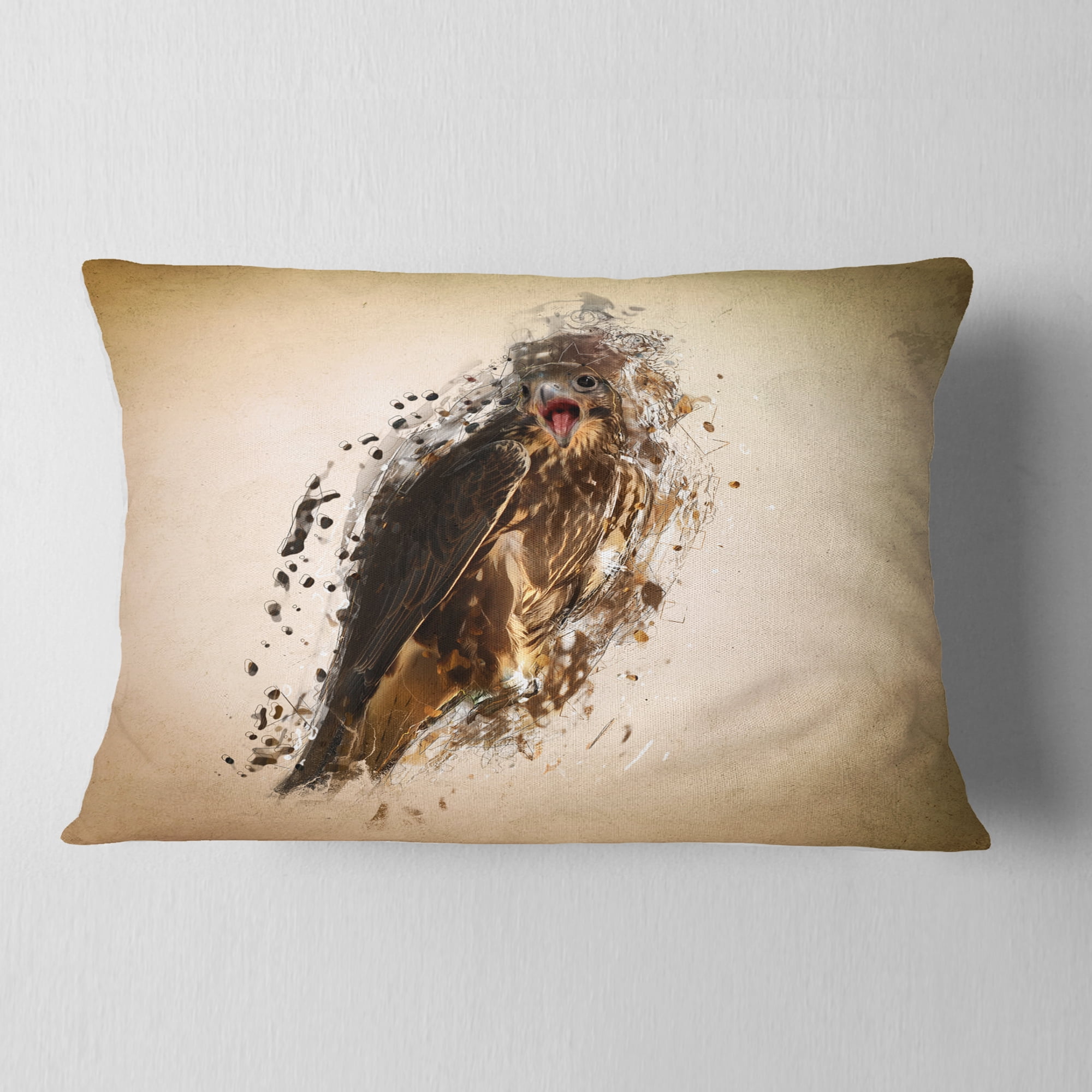 Designart Abstract Falcon in Flight - Animal Throw Pillow - 12x20