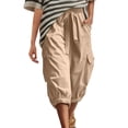 thumbnail image 3 of Busydd Womens Capris with Pockets Comfortable Adjustable Waist Cargo Pants Casual Solid Color Drawstring Hiking Pants XL, 3 of 7