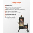 thumbnail image 6 of KFFKFF Charcoal Offset Smoker, Durable Steel BBQ Grill with Side Firebox, 6 Adjustable Cooking Grates, Integrated Thermometer, Grease Collector & Ash Tray, Portable Design with Wheels, 6 of 9