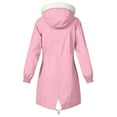 thumbnail image 3 of Cilsoka Raincoat for Women Waterproof with Hood Padded Sherpa Lined Jackets with Pockets Plus Size Outdoor Hiking Windbreaker Trench Coats, 3 of 7