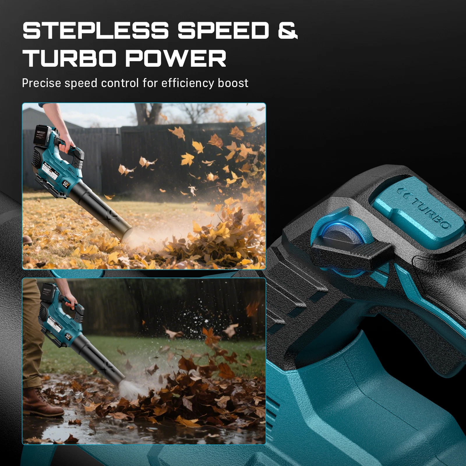 SEESII 40V Leaf Blower Cordless, 680CFM/210MPH Brushless Motor Electric Leaf Blower with 2 * 5200mAh Batteries and 2*Charger