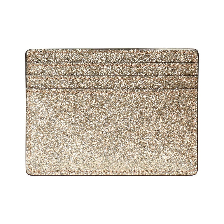 Kate Spade New York Women s Glimmer Glitter Small Slim Card Holder Gold Walmart