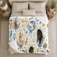 thumbnail image 5 of Blue Equestrian Watercolor Horse Silhouettes, Rustic Farmhouse Horse Scene, Warm Flannel Blanket for Ranch House and Living Room, Horse Lovers Thanksgiving Gift, Rustic Home Decor, 5 of 9