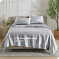 thumbnail image 5 of Bare Home Luxury Poly Satin Sheet Set for Hair and Skin, 15” Deep Pockets, Twin XL, Silver, 5 of 7