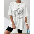 thumbnail image 4 of Summer White Y2k Abstract Figure Graphic Drop Shoulder Tee Graphic Shirt, 4 of 8