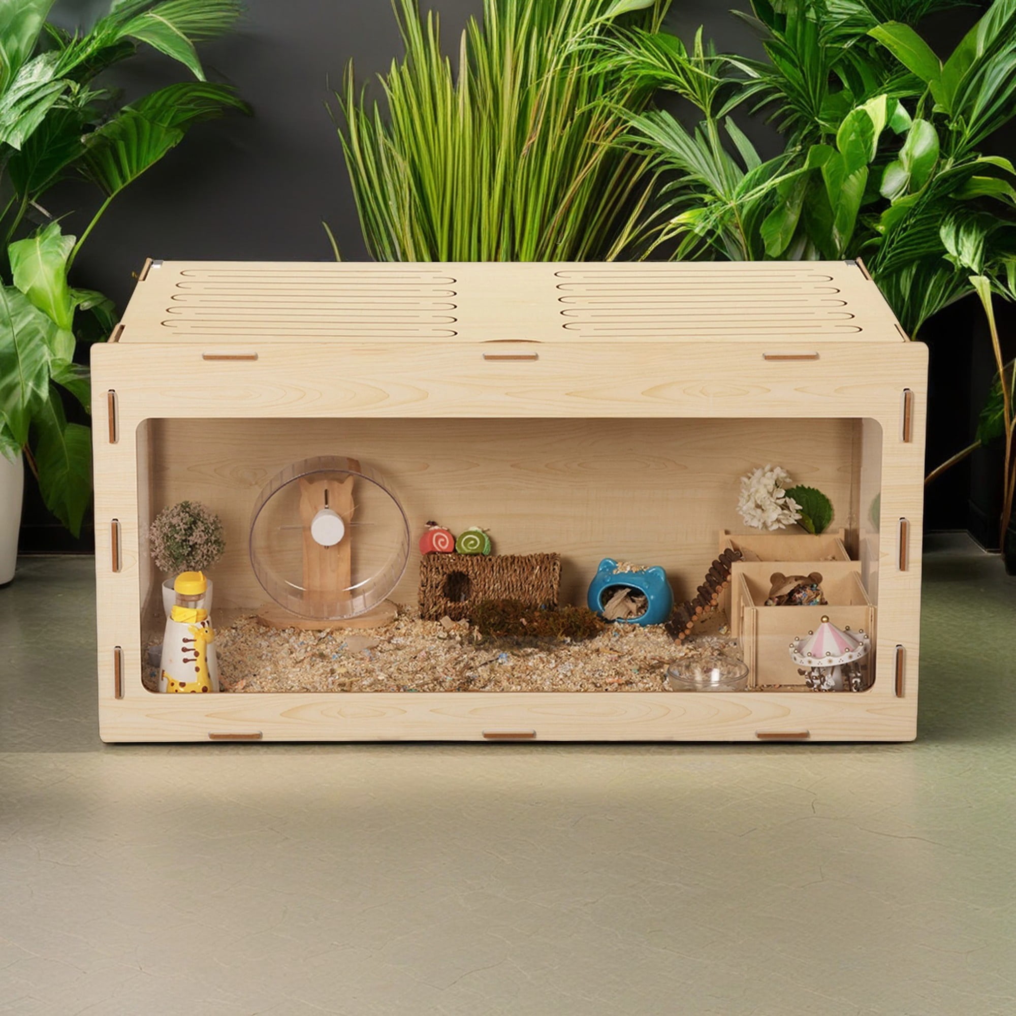 Kadyn 31" Guinea Pig Cage Hamster Pet Cages for Small Animals Hutch House (Decoration in cages not included), Beige