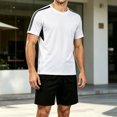 thumbnail image 4 of Miqool Big and Tall Men's Activewear Short Sleeve Crewneck Tee and Shorts Set Summer Outfit Casual Athletic Sports Tracksuit, 4 of 8