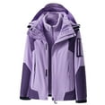 thumbnail image 3 of Baqcunre Women's Solid Patchwork Double Thickened Windproof Hooded Breathable Outdoor Hardshell Jacket Winter Jackets for Women Womens Coats Winter Coat Rain Jacket Women,Purple,Xl, 3 of 6