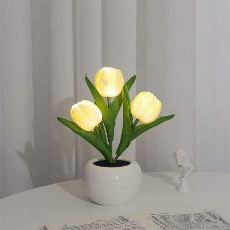 

Tulip Lamp Lights Table Lamp Desk Lamp Battery/Rechargeable Led Simulation Tulip Night Light with Vase Mothers Day Gifts