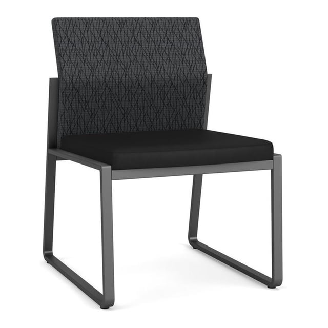 Gansett Reception Armless Guest Chair / Charcoal Steel / Dark Gray / Black