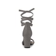 thumbnail image 2 of BLISSFUL STEP Women's Lace Up and Ankle Strap Block Heel Sandals Grey 9, 2 of 7