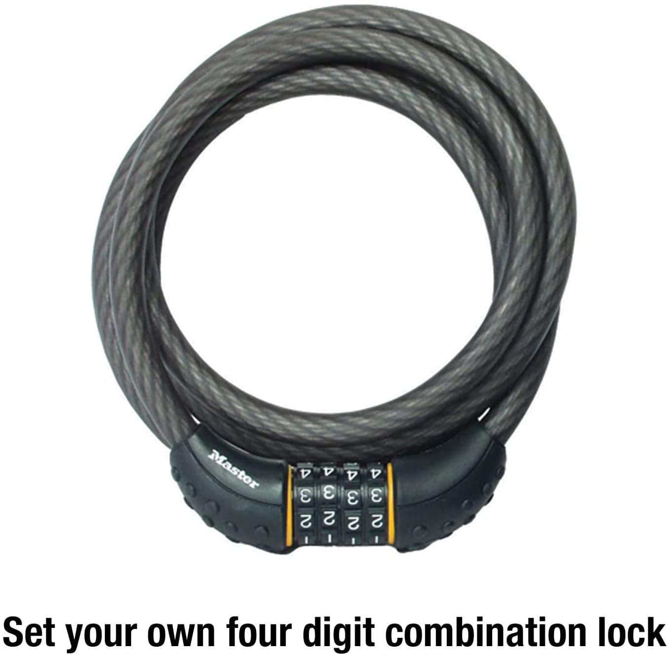 Cable Lock, Set Your Own Combination Bike Lock, 6 ft. Long, Black, 8122D
